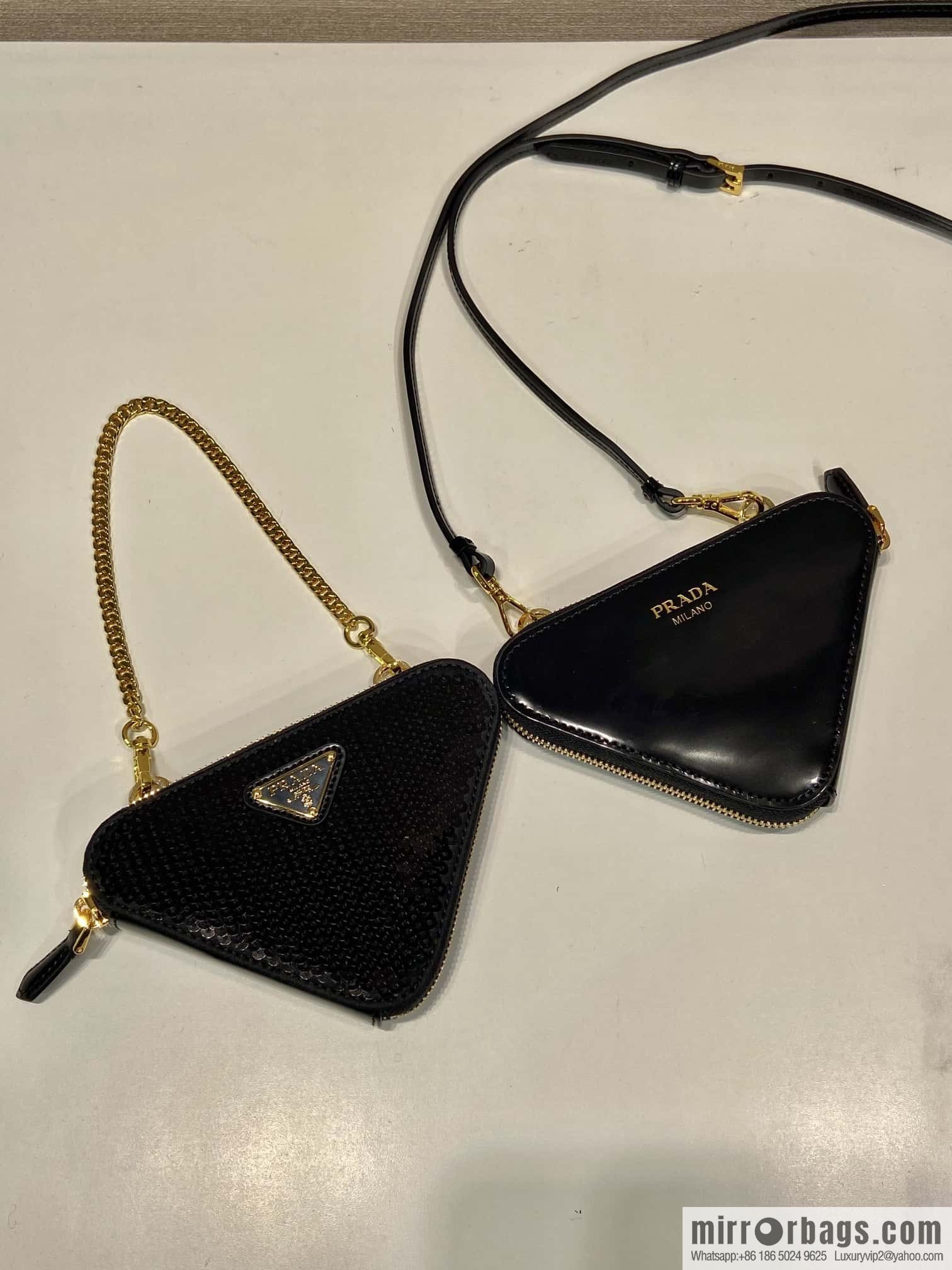 PRADA ๐ Gemini Sequins Triangle Pack ๐ 1NR015 New ๐ Sequins
