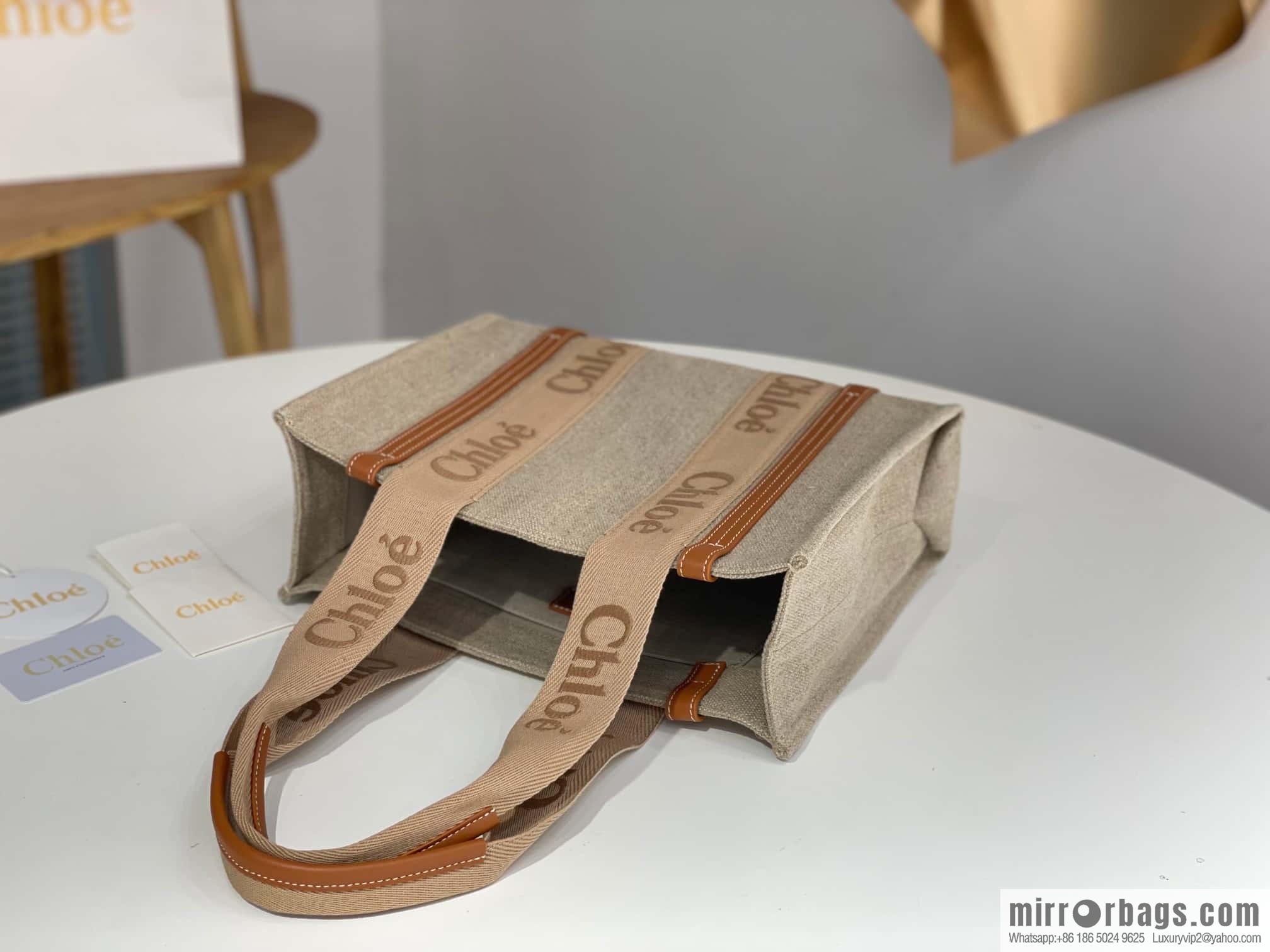 Chloe Woody Linen with Pitot Bag, Orange Medium 37CM