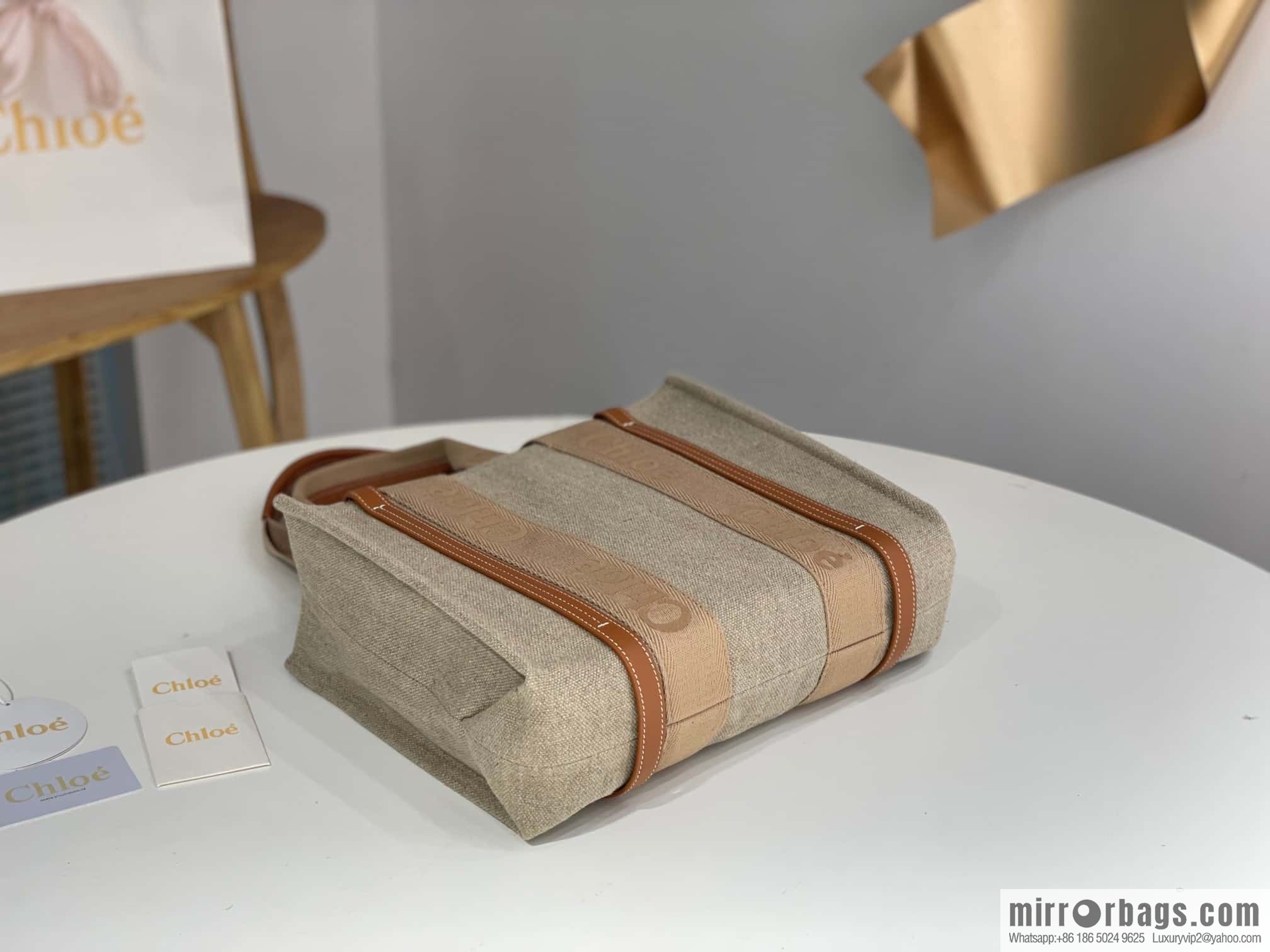 Chloe Woody Linen with Pitot Bag, Orange Medium 37CM
