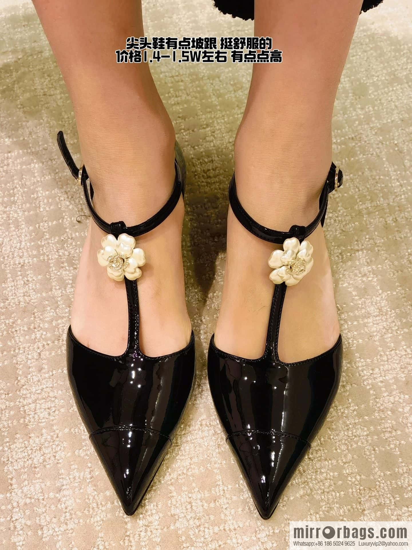 CHANEL Xiaoxiang Early Spring Camellia 🥰 Pointed Wedge Heel Single Shoes