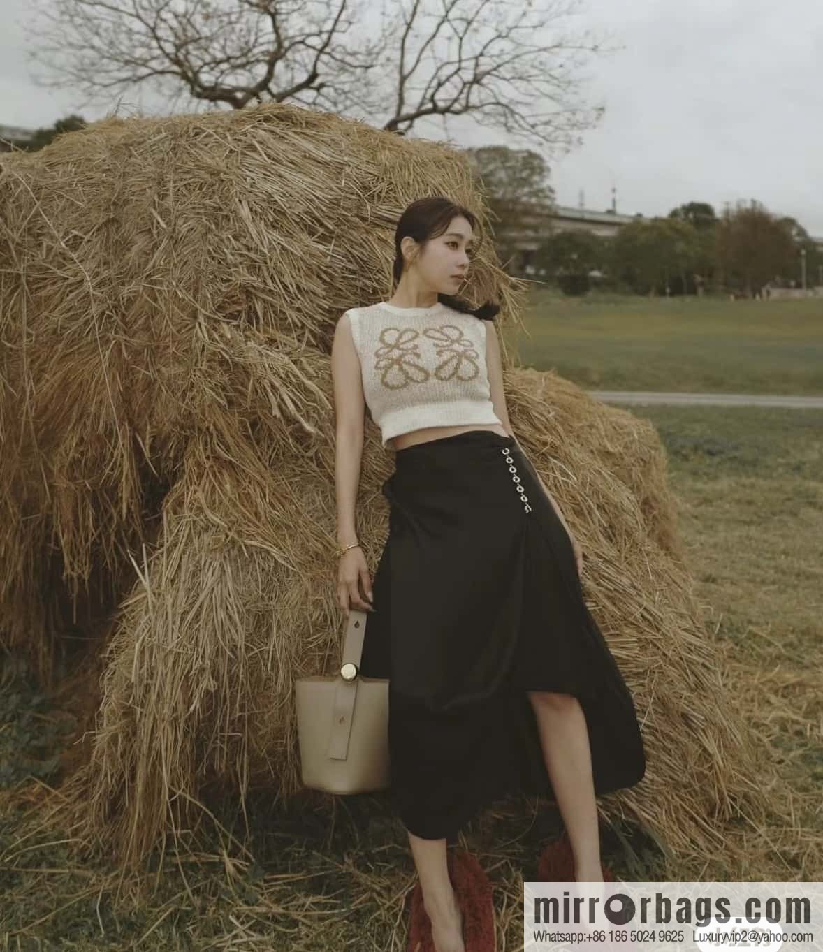 LOEWE latest 𝑷𝒆𝒃𝒃𝒍𝒆 bucket bag 0705 sand color
