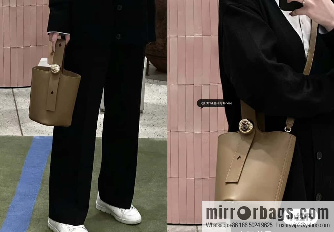 LOEWE latest 𝑷𝒆𝒃𝒃𝒍𝒆 bucket bag 0705 sand color