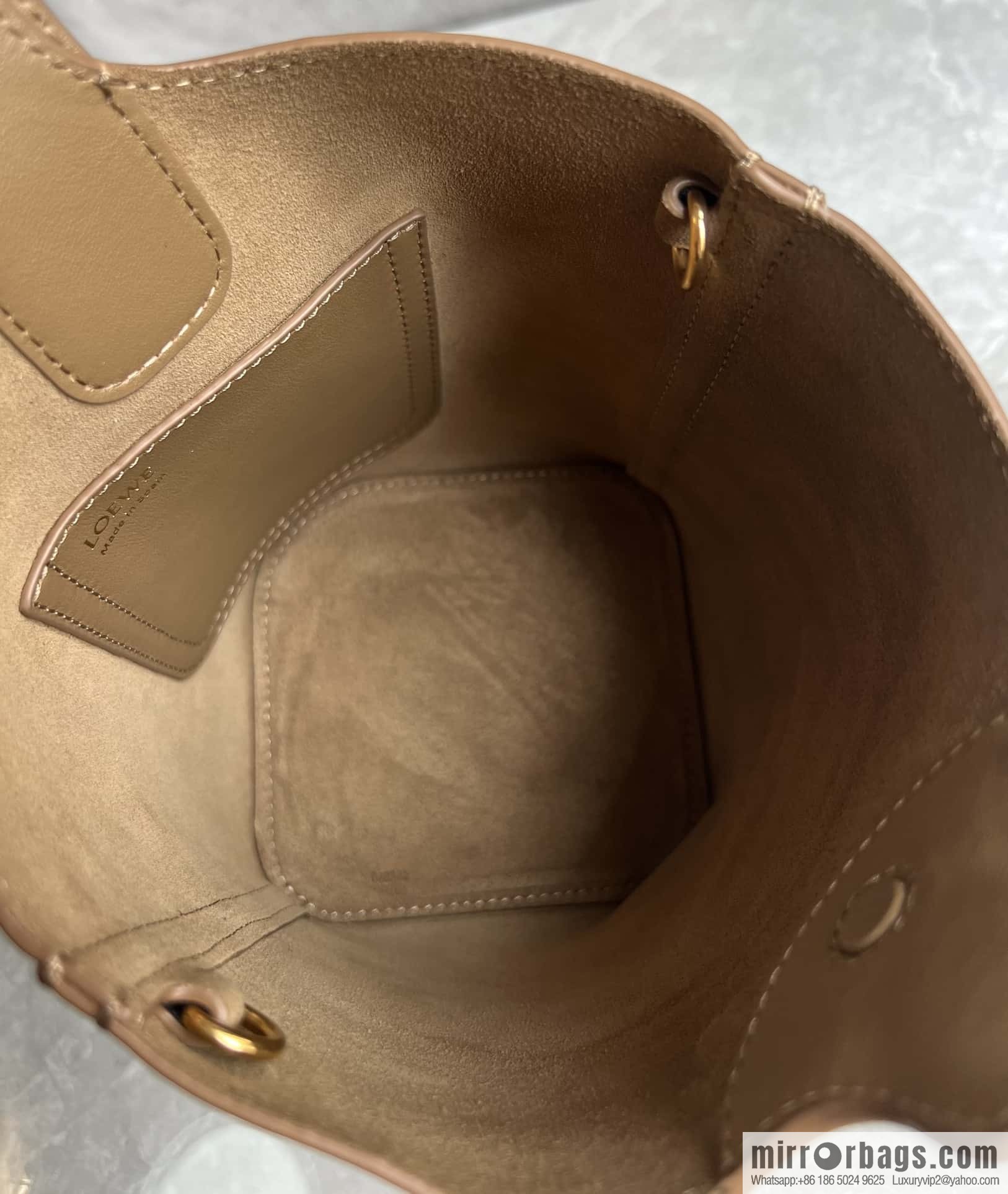 LOEWE latest 𝑷𝒆𝒃𝒃𝒍𝒆 bucket bag 0705 plain weave brown