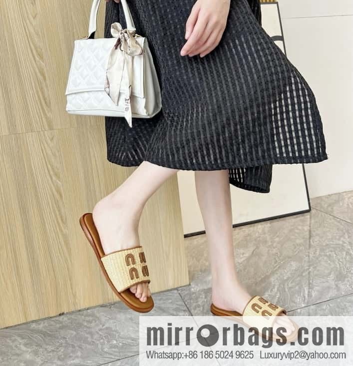 Miao Miao | | Spring and summer raffia woven alphabet slippers