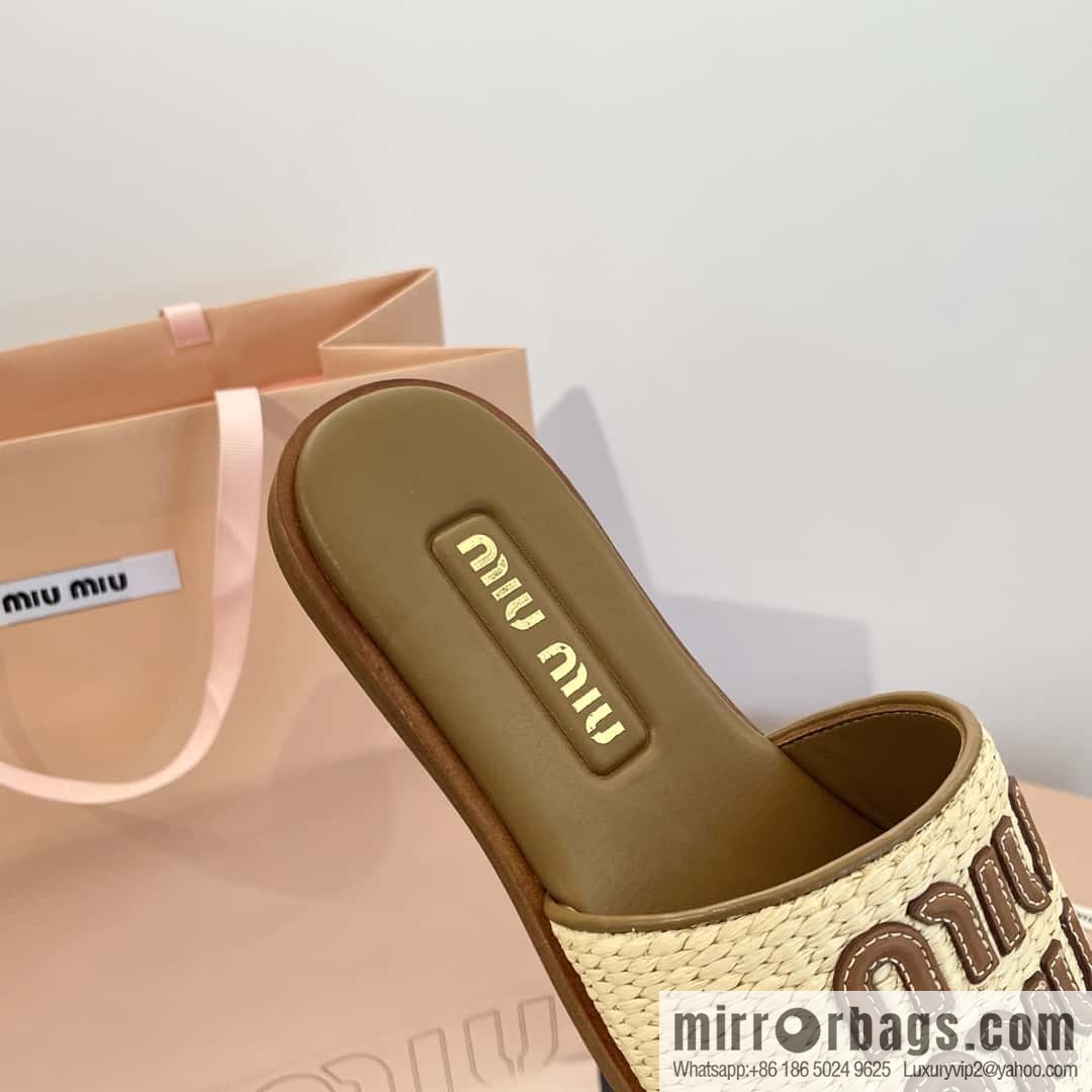 Miao Miao | | Spring and summer raffia woven alphabet slippers