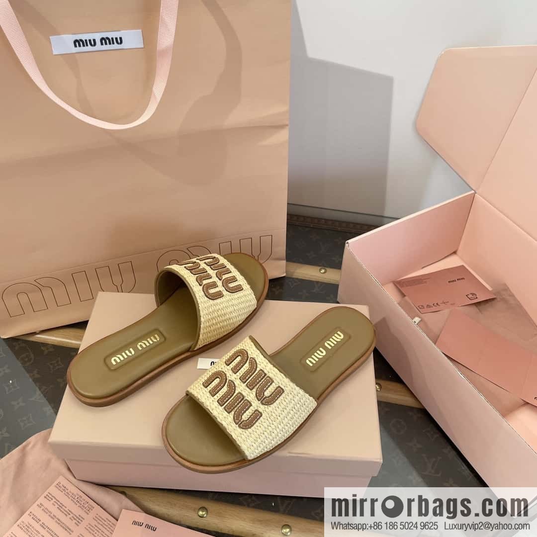 Miao Miao | | Spring and summer raffia woven alphabet slippers