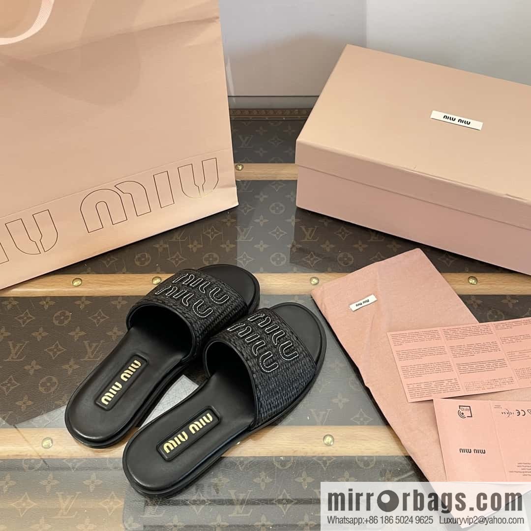 Miao Miao | | Spring and summer raffia woven alphabet slippers