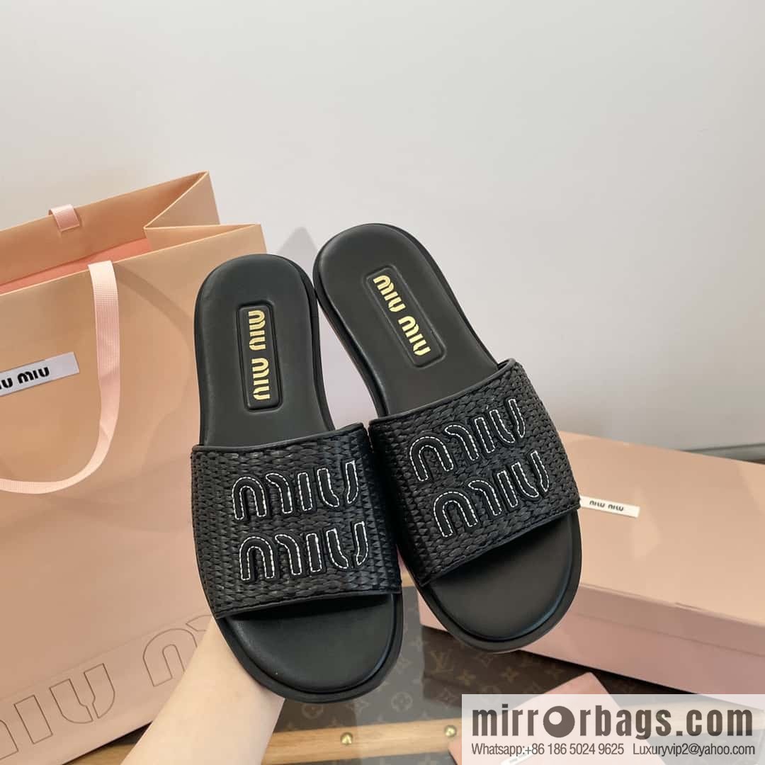 Miao Miao | | Spring and summer raffia woven alphabet slippers