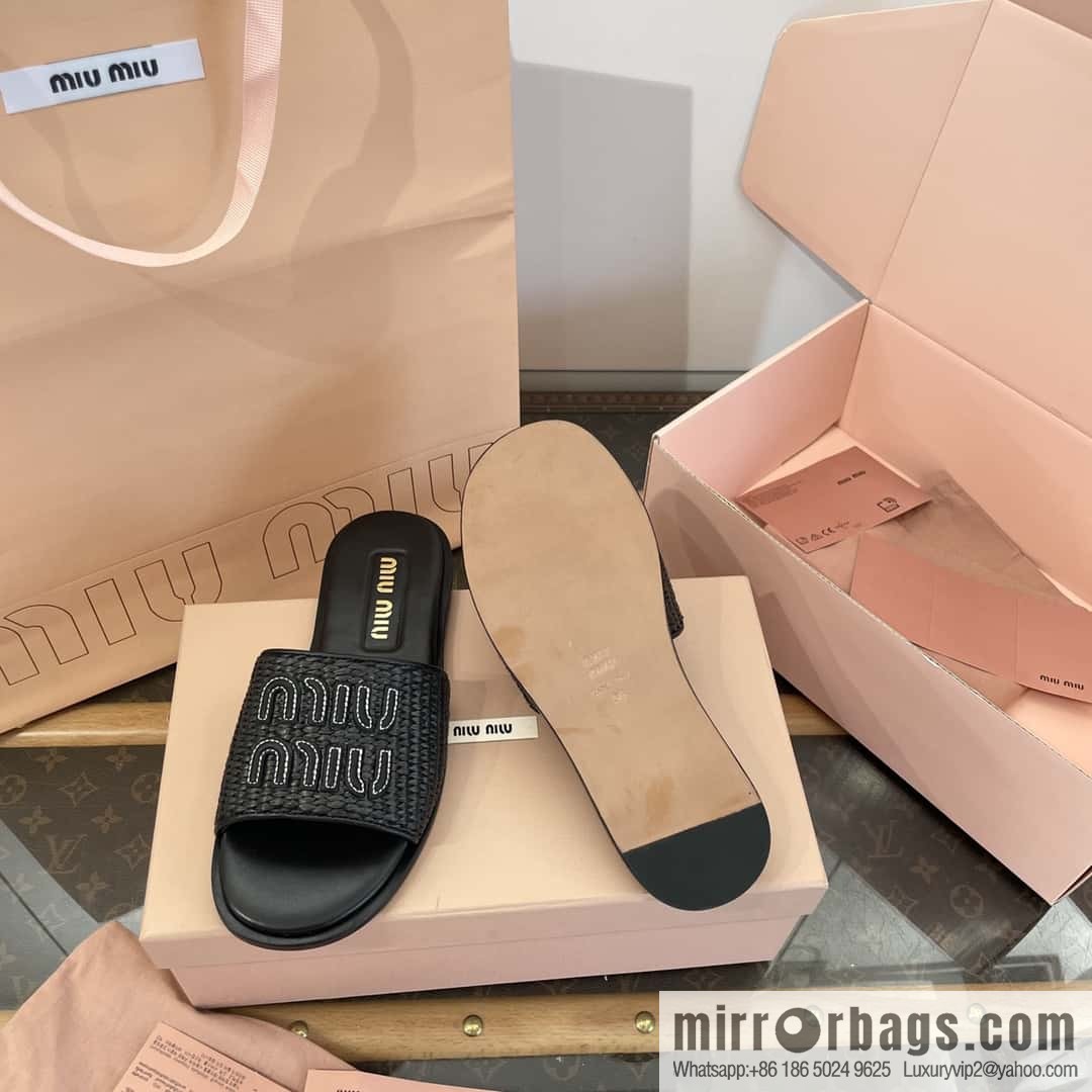 Miao Miao | | Spring and summer raffia woven alphabet slippers