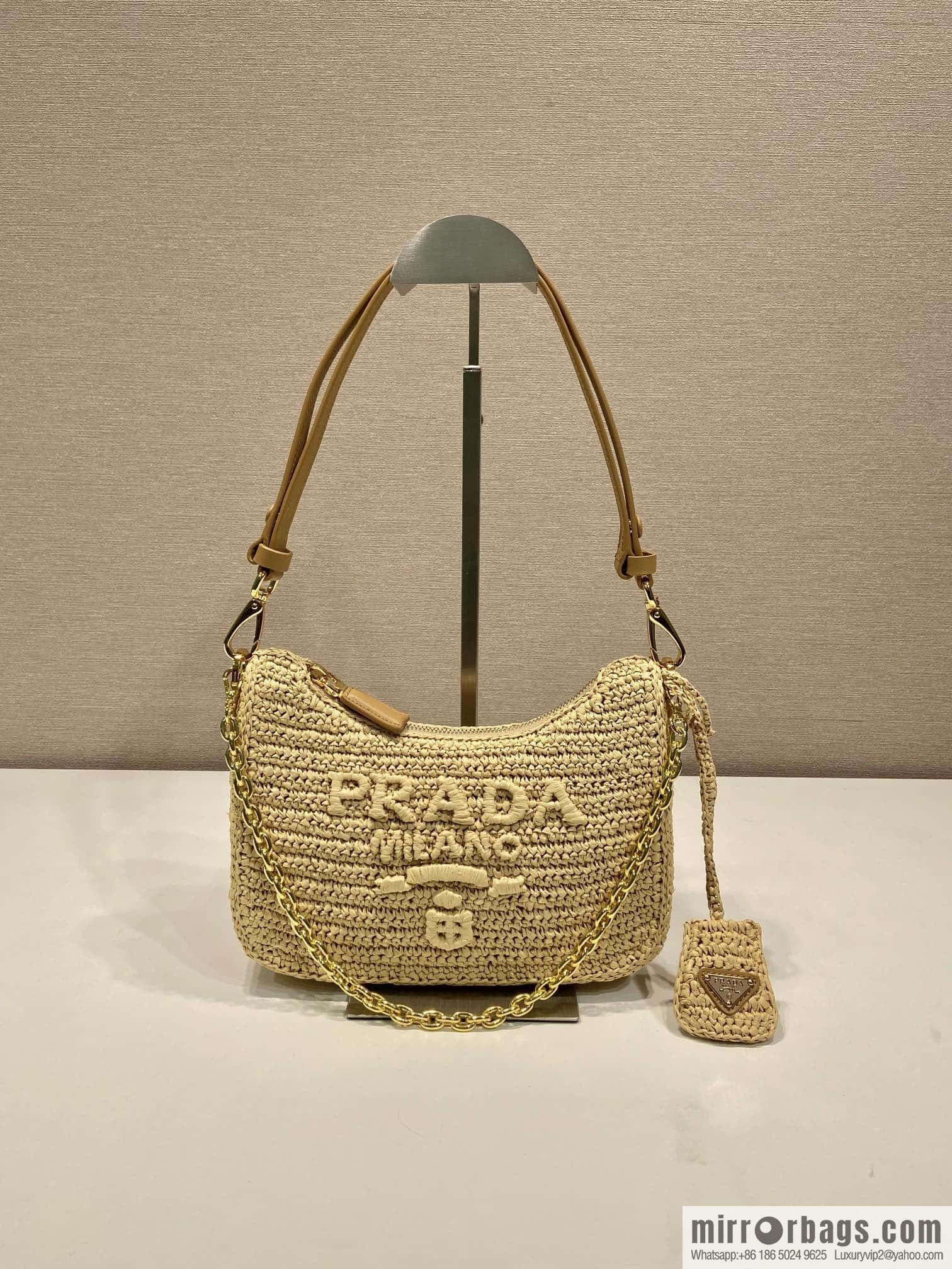 PRADA 🎉 Straw Hobo 🎉 1BC 204 B