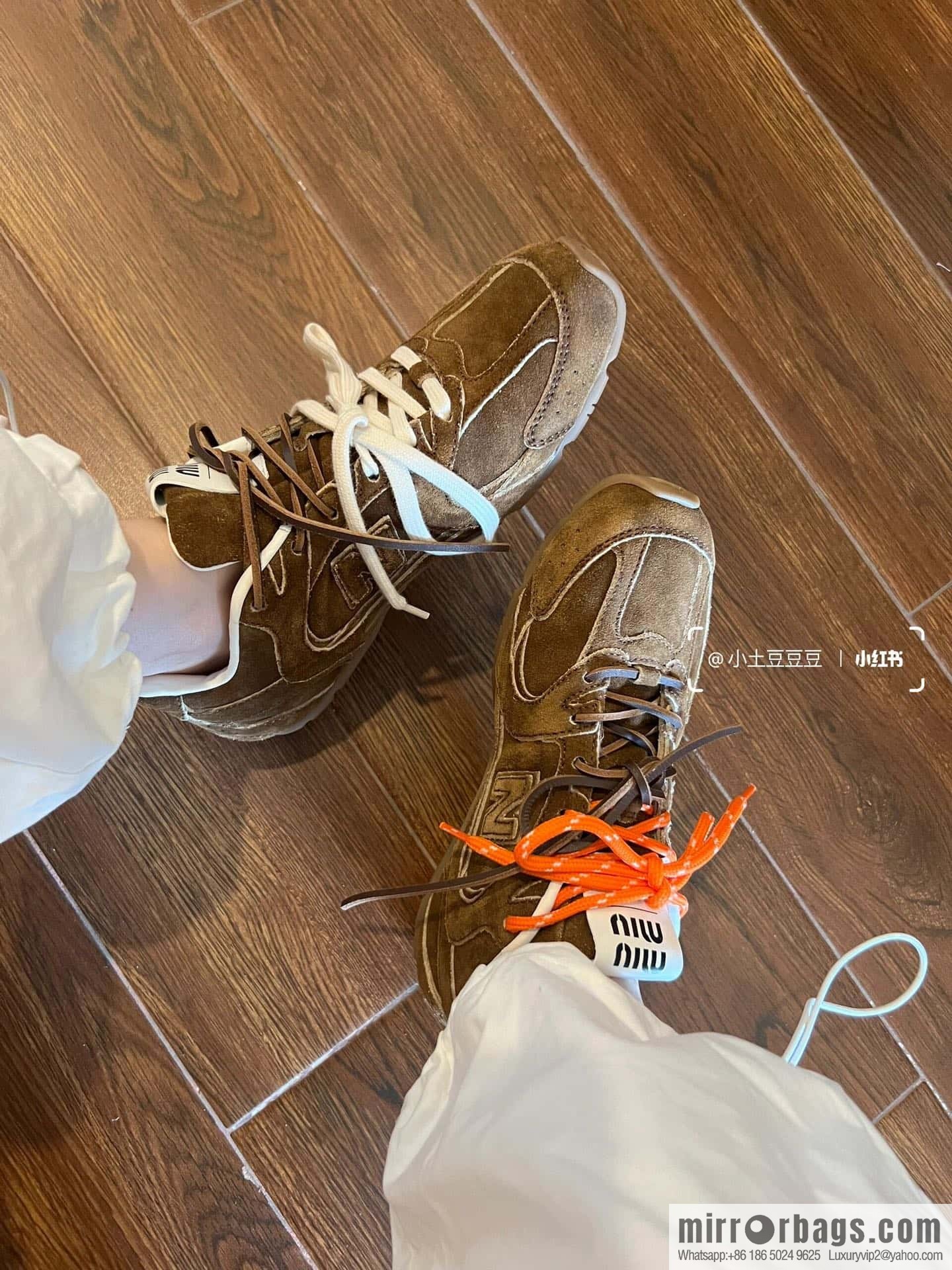 Miu Miu ✖ 𝐍𝐞𝐰 𝐁𝐚𝐥𝐚𝐧𝐜𝐞 𝟓𝟑𝟎 joint model Lace-up Forrest training shoes, football shoes