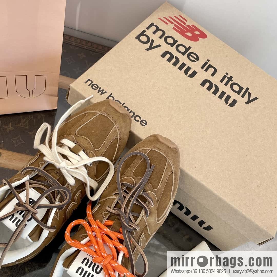 Miu Miu ✖ 𝐍𝐞𝐰 𝐁𝐚𝐥𝐚𝐧𝐜𝐞 𝟓𝟑𝟎 joint model Lace-up Forrest training shoes, football shoes