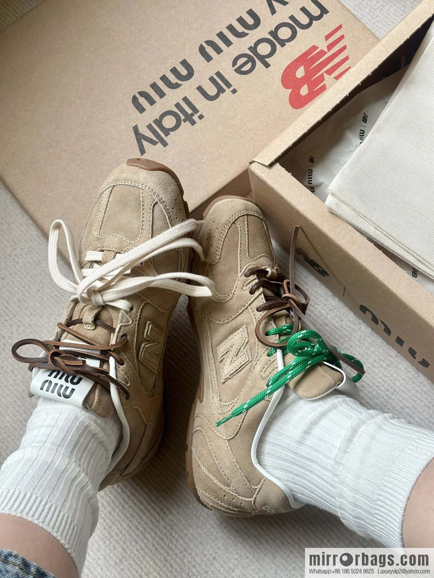 Miu Miu ✖ 𝐍𝐞𝐰 𝐁𝐚𝐥𝐚𝐧𝐜𝐞 𝟓𝟑𝟎 joint model Lace-up Forrest training shoes, football shoes