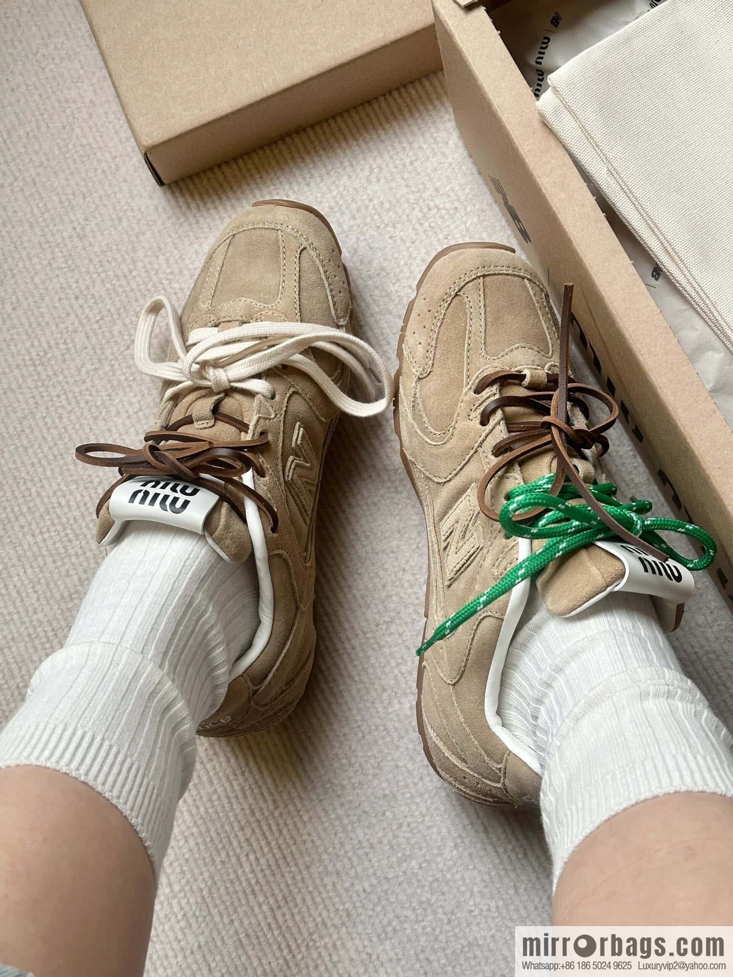 Miu Miu ✖ 𝐍𝐞𝐰 𝐁𝐚𝐥𝐚𝐧𝐜𝐞 𝟓𝟑𝟎 joint model Lace-up Forrest training shoes, football shoes