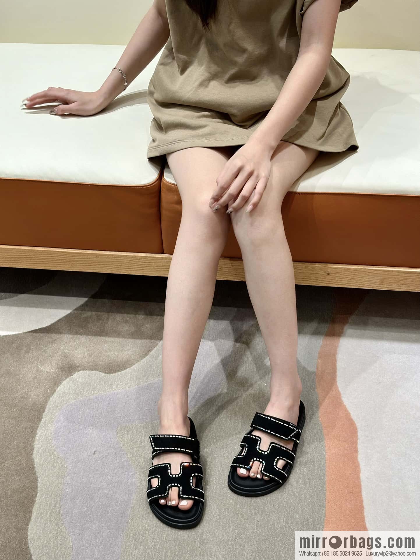 Hermès spring and summer second uncle new rhinestone sandals