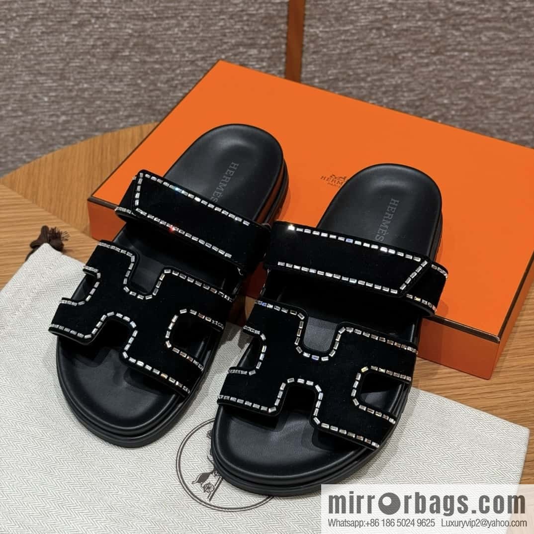Hermès spring and summer second uncle new rhinestone sandals