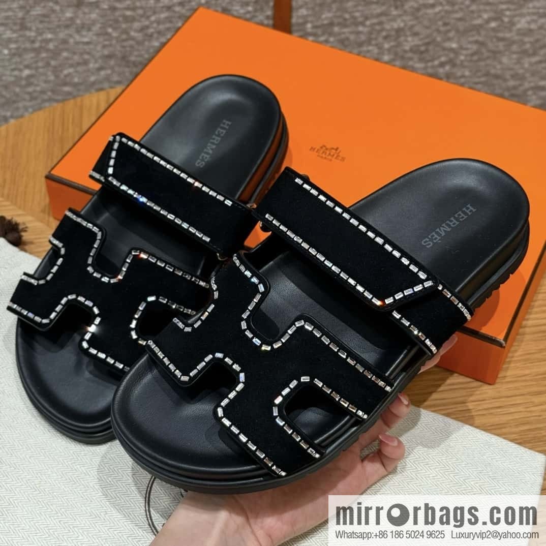 Hermès spring and summer second uncle new rhinestone sandals
