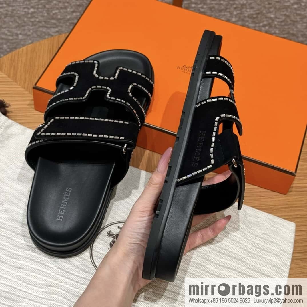 Hermès spring and summer second uncle new rhinestone sandals