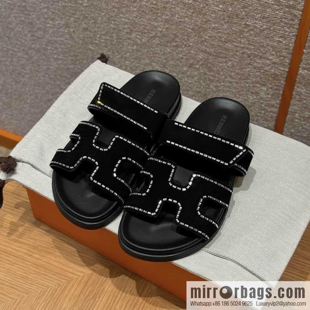 Hermès spring and summer second uncle new rhinestone sandals