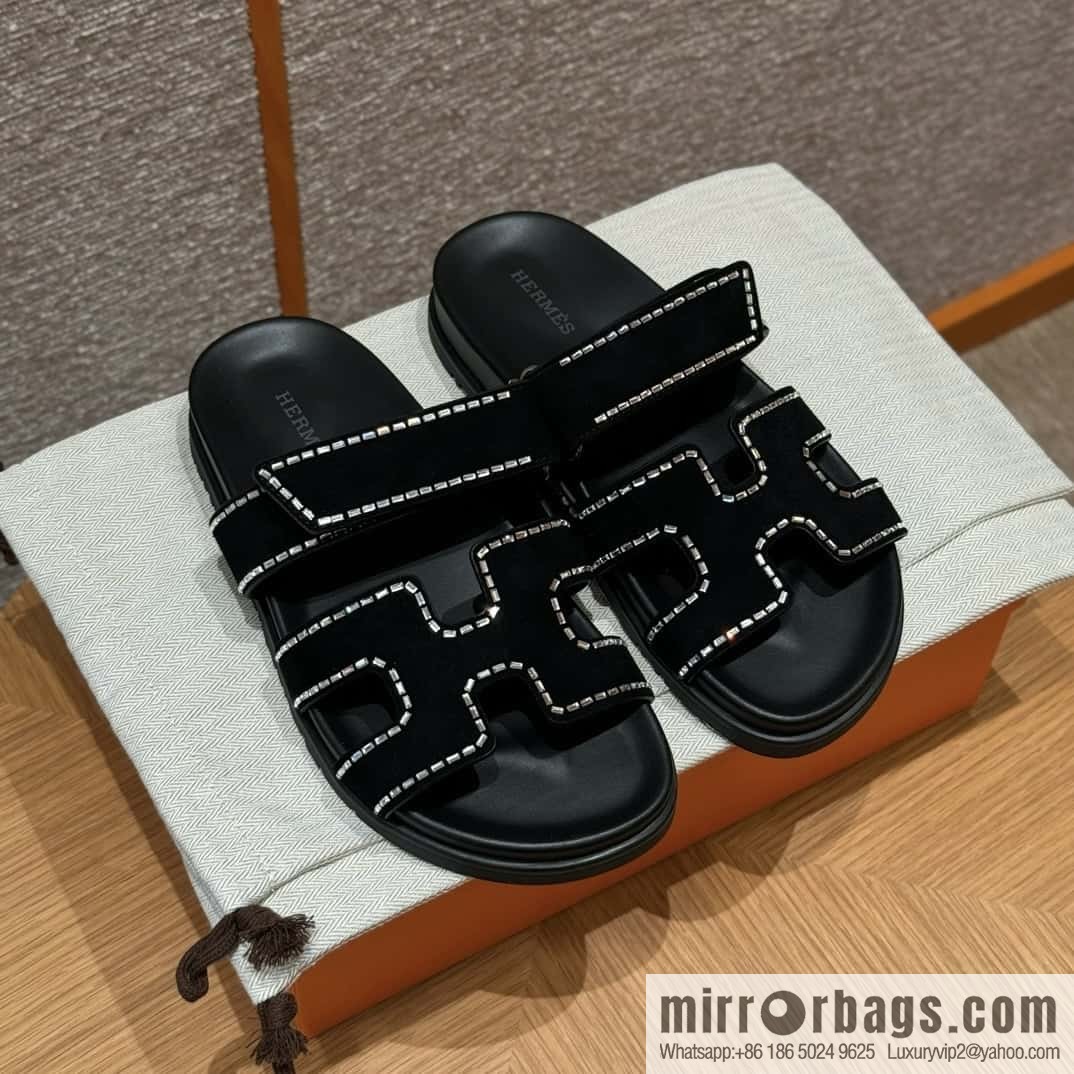Hermès spring and summer second uncle new rhinestone sandals