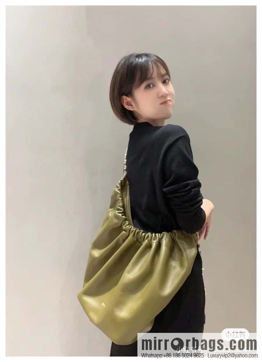 LOEWE Squeezed Underarm Bag 0701 olive green 29.5CM
