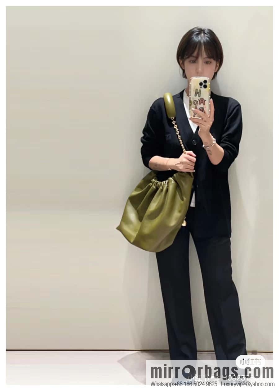 LOEWE Squeezed Underarm Bag 0701 olive green 29.5CM