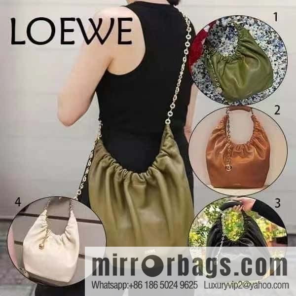 LOEWE Squeezed Underarm Bag 0701 olive green 29.5CM