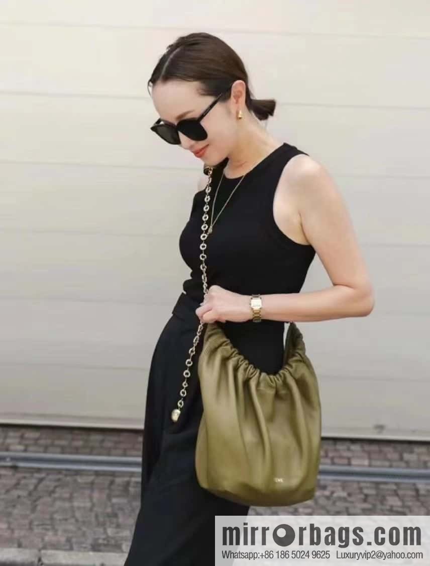 LOEWE Squeezed Underarm Bag 0701 olive green 29.5CM