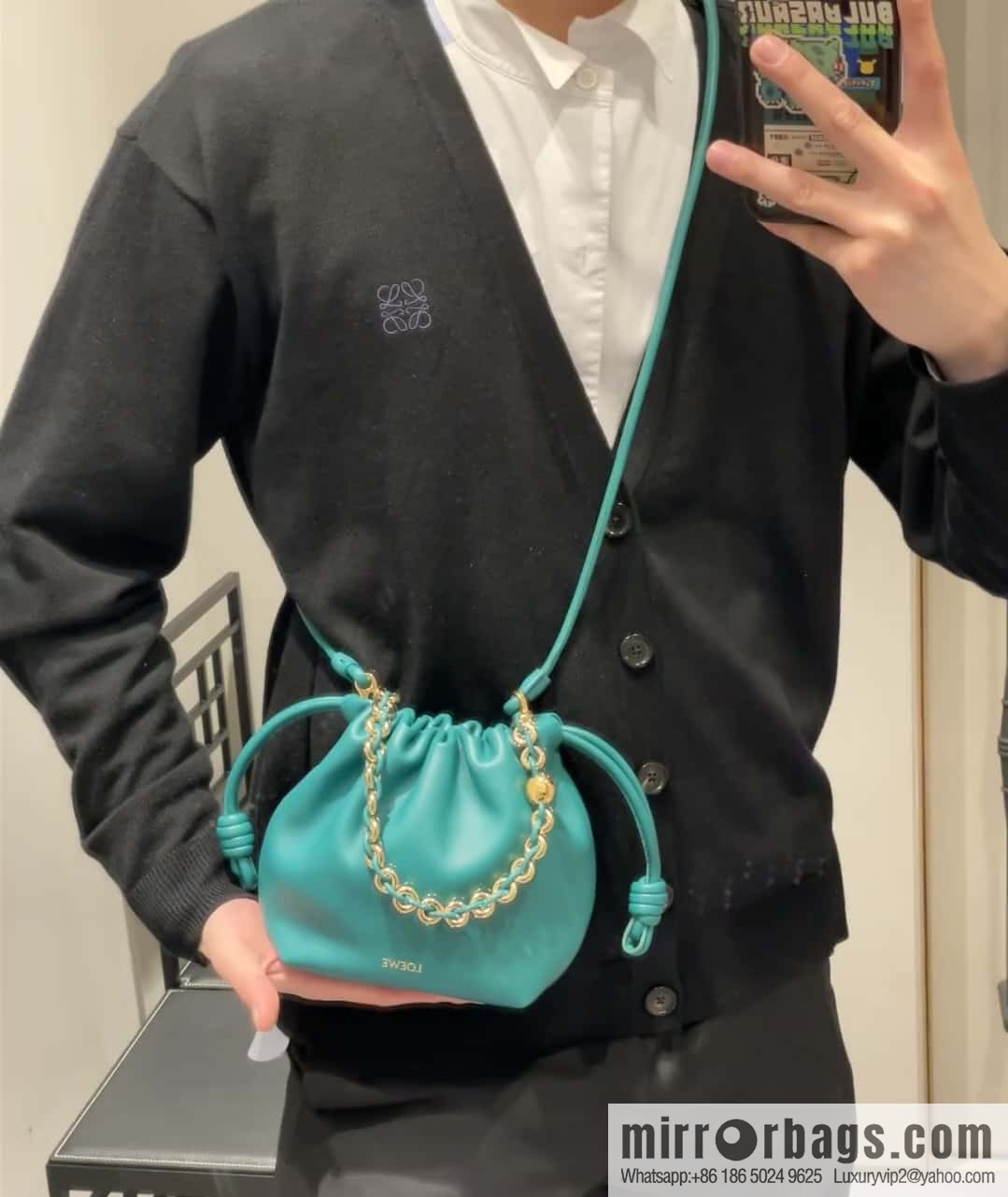 LOEWE Flamenco Purse 0704 Emerald Green 23cm