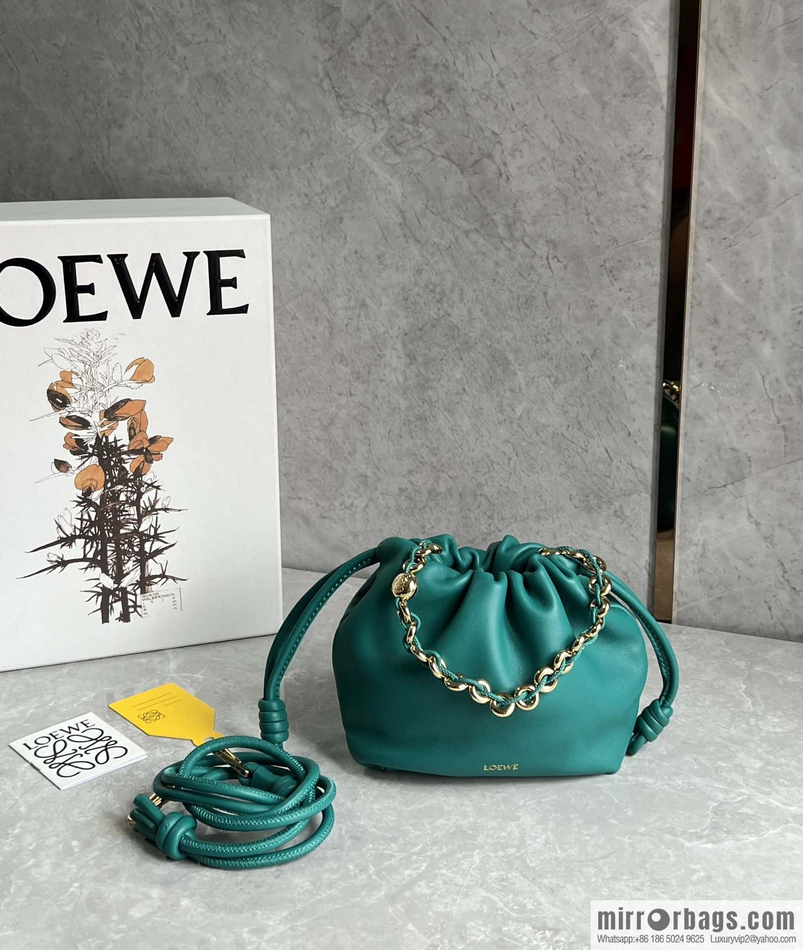 LOEWE Flamenco Purse 0704 Emerald Green 23cm