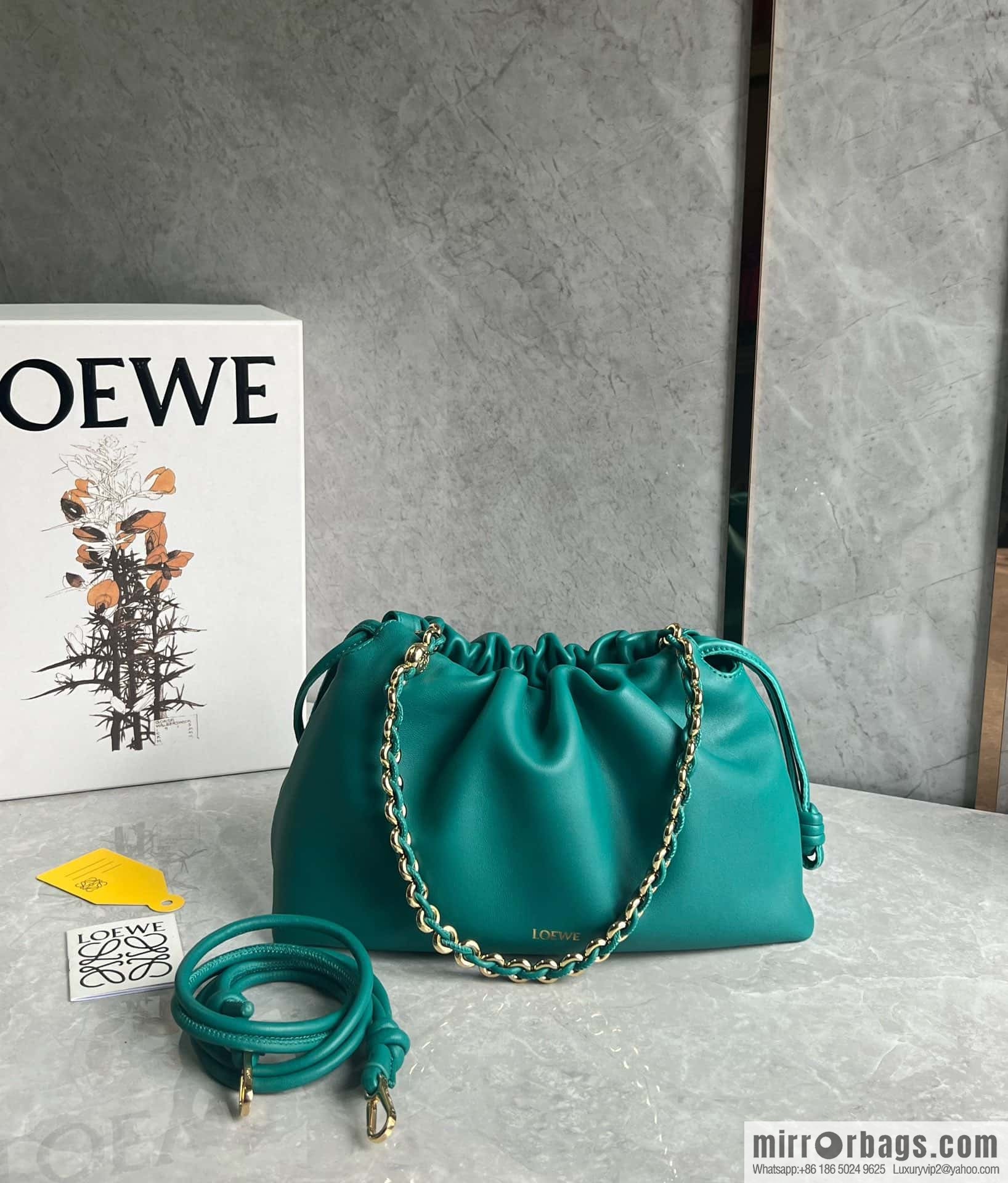 LOEWE Flamenco Purse 0803 Emerald Green 30cm