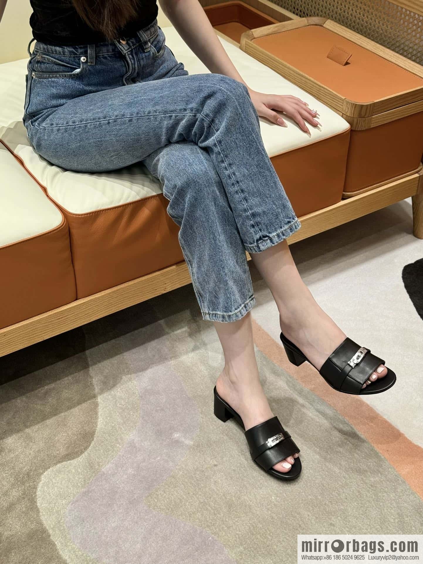 Hermes Kelly Button Slippers