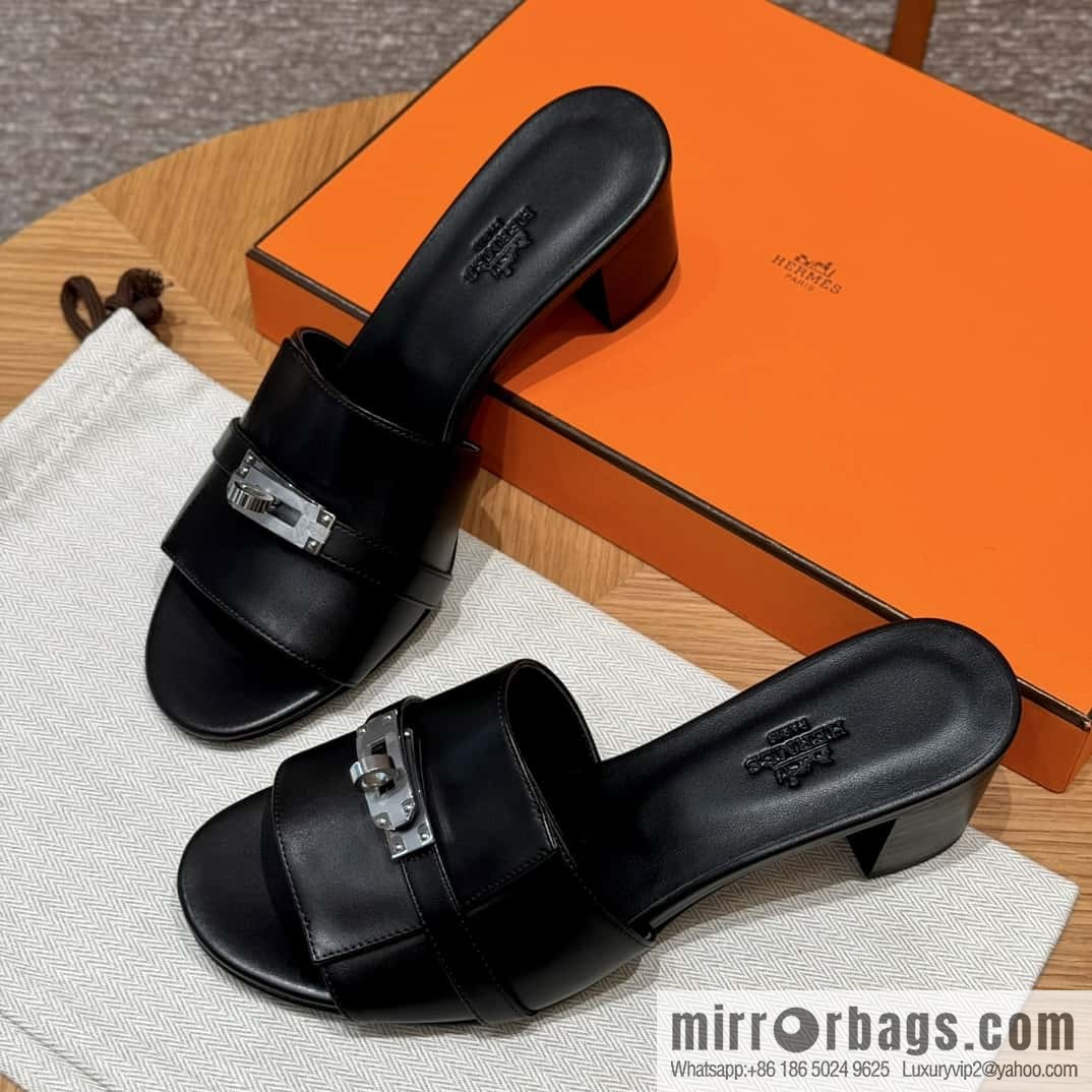 Hermes Kelly Button Slippers