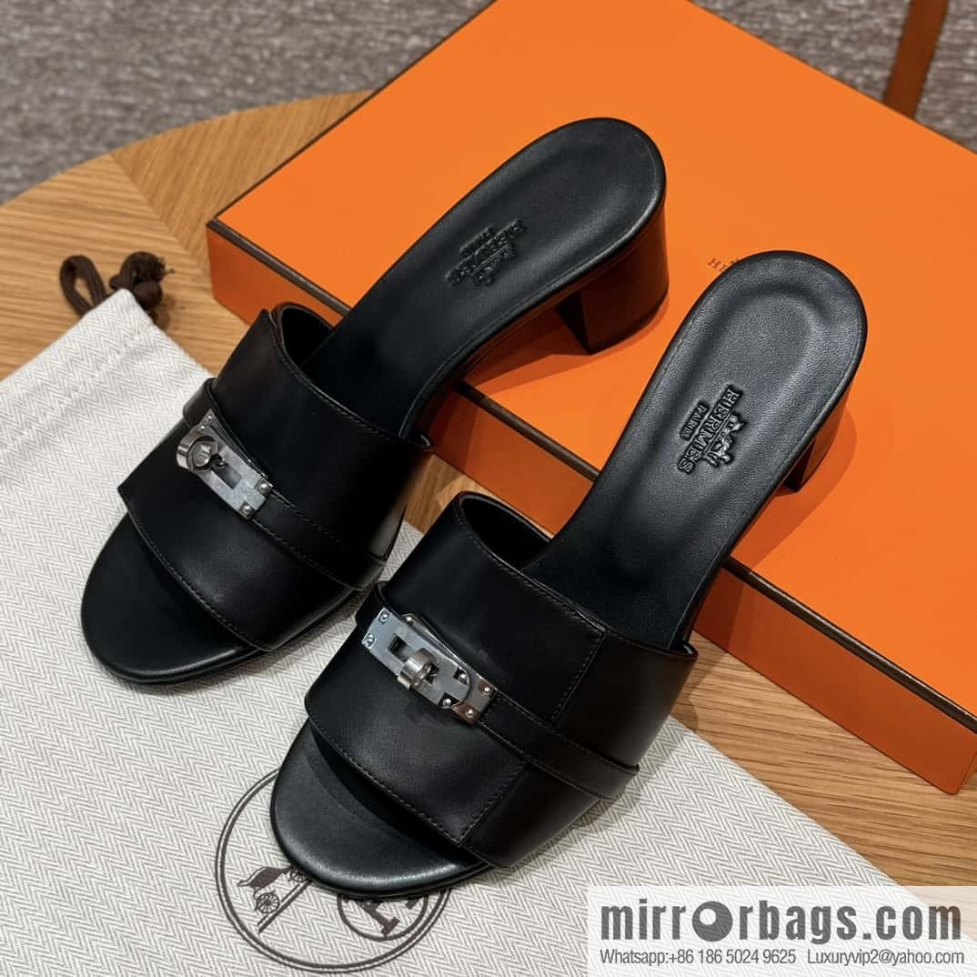 Hermes Kelly Button Slippers