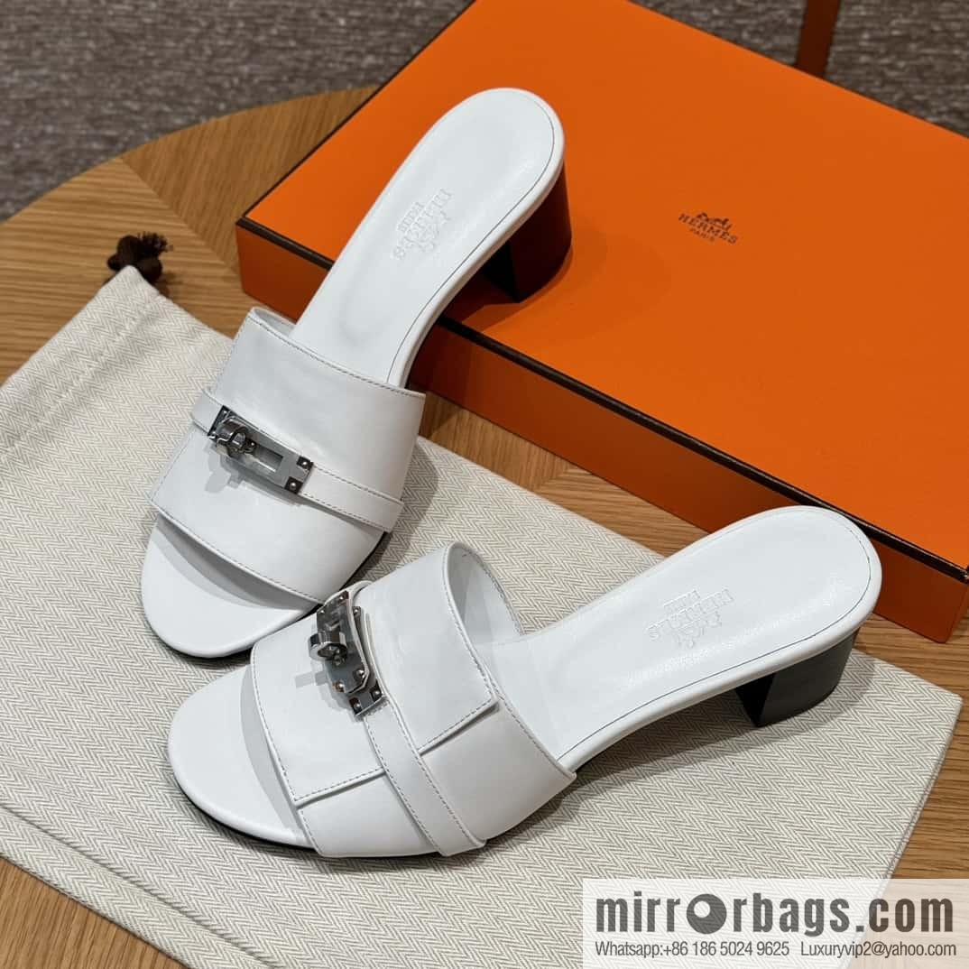 Hermes Kelly Button Slippers