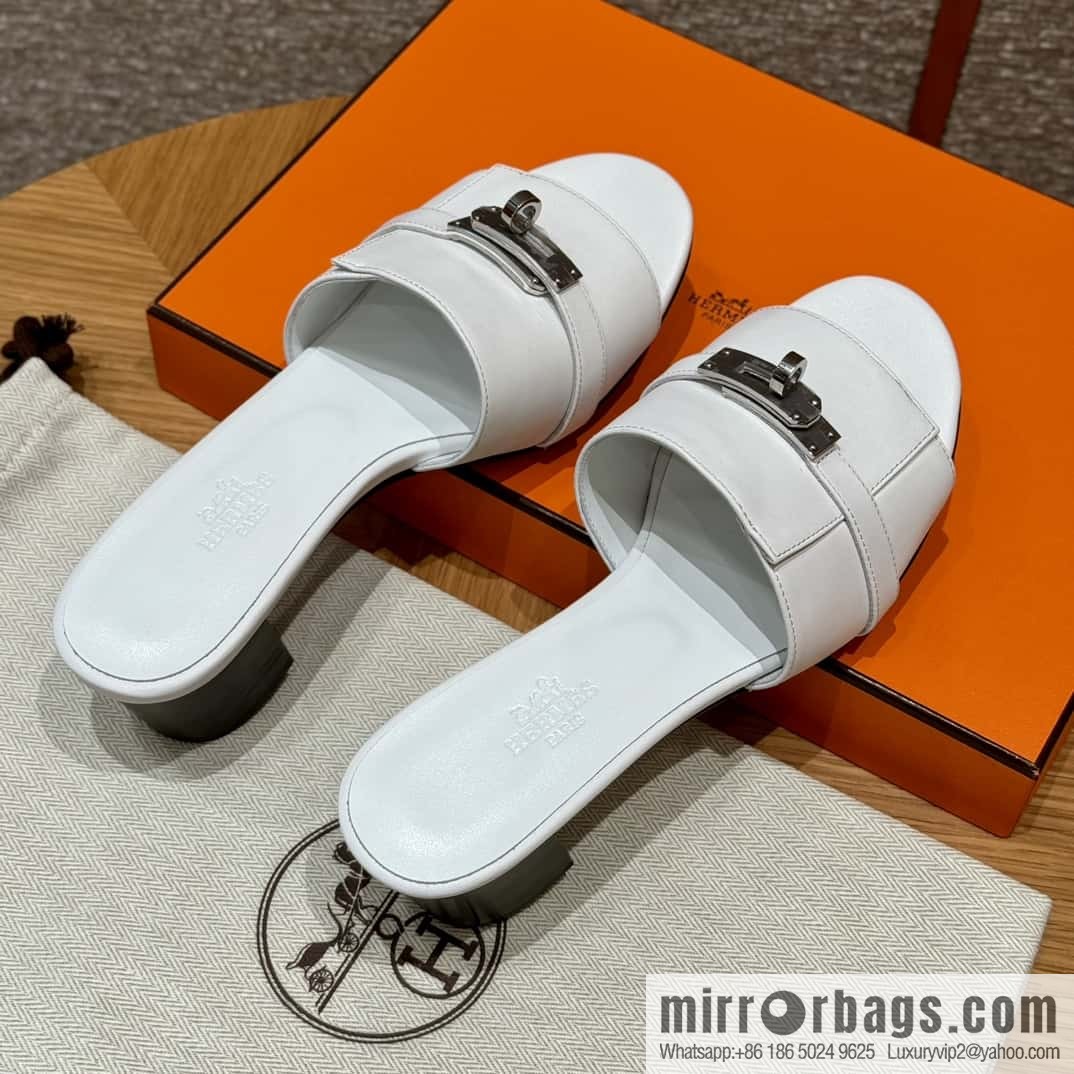 Hermes Kelly Button Slippers