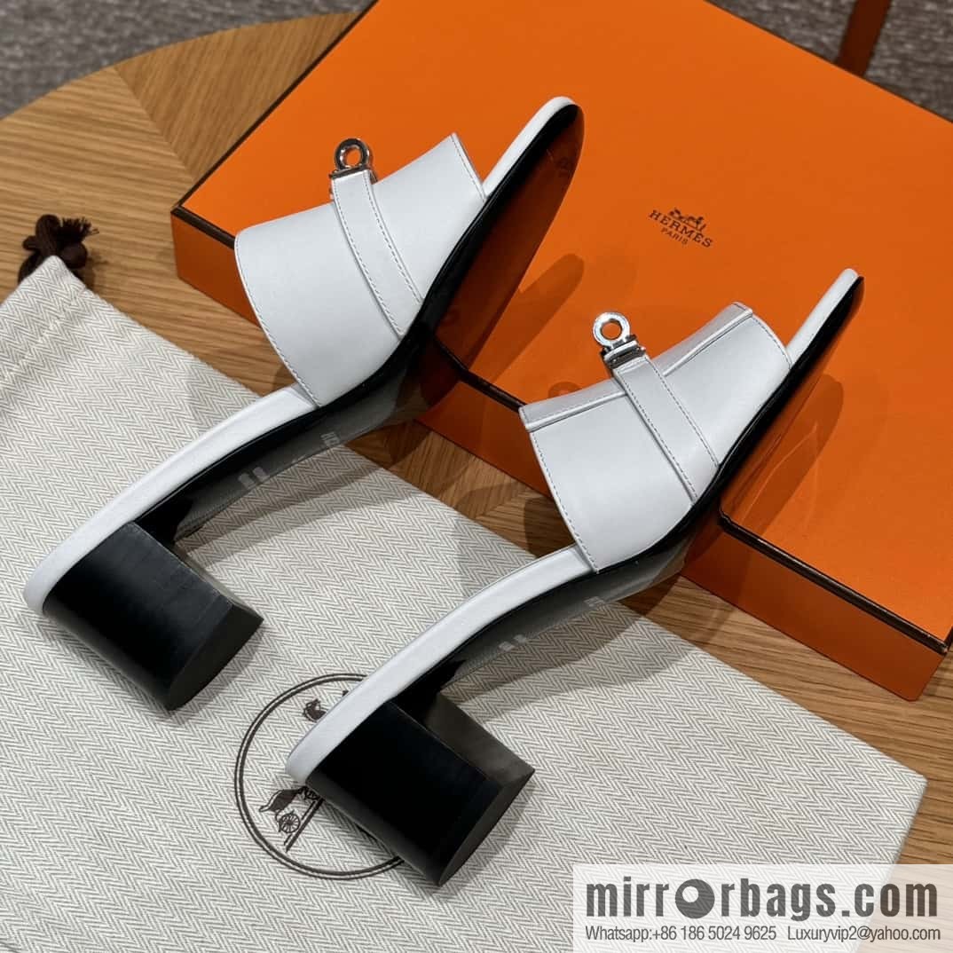 Hermes Kelly Button Slippers