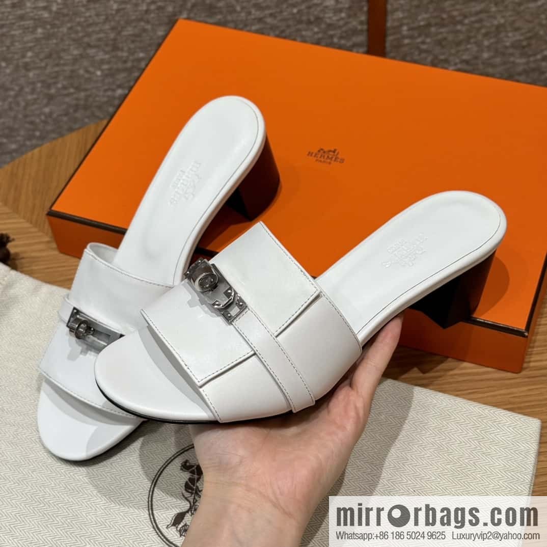 Hermes Kelly Button Slippers