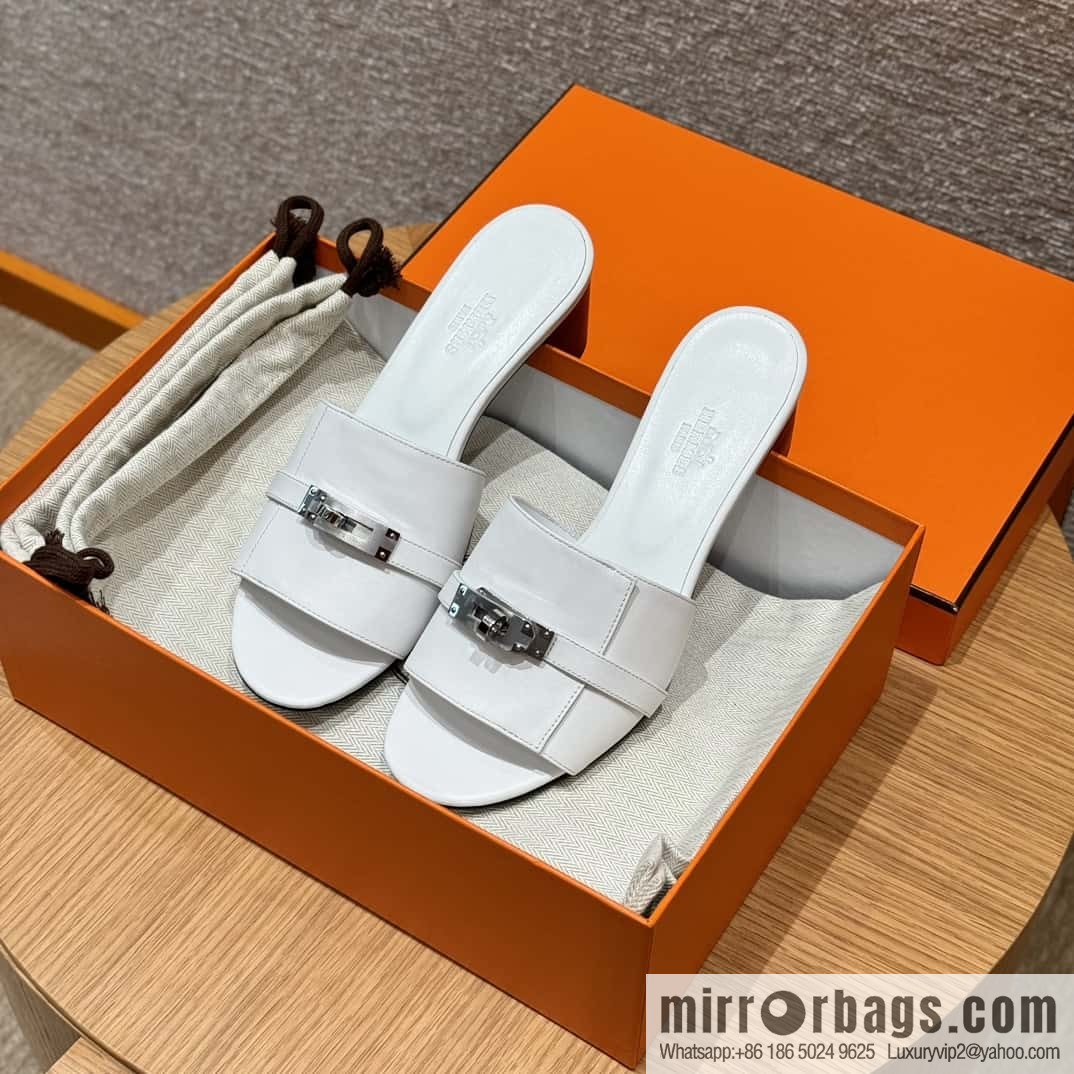 Hermes Kelly Button Slippers