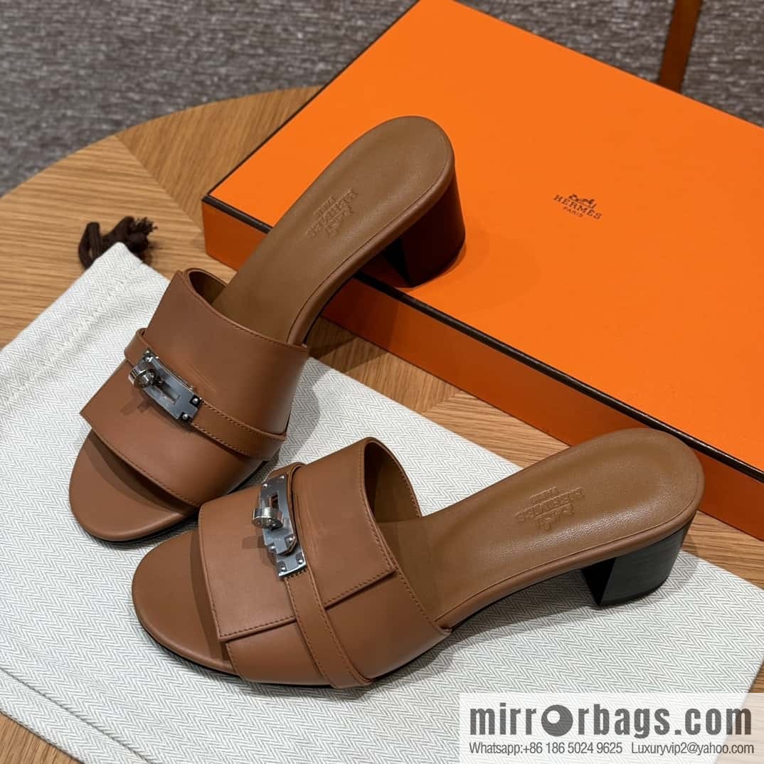 Hermes Kelly Button Slippers