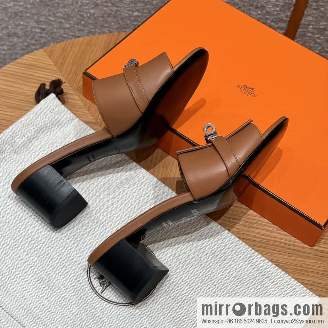 Hermes Kelly Button Slippers