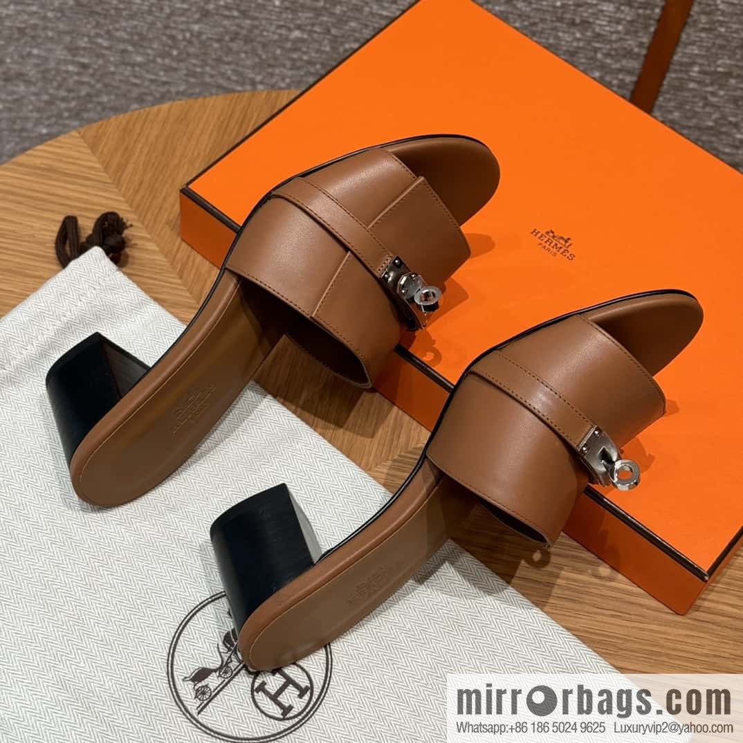 Hermes Kelly Button Slippers
