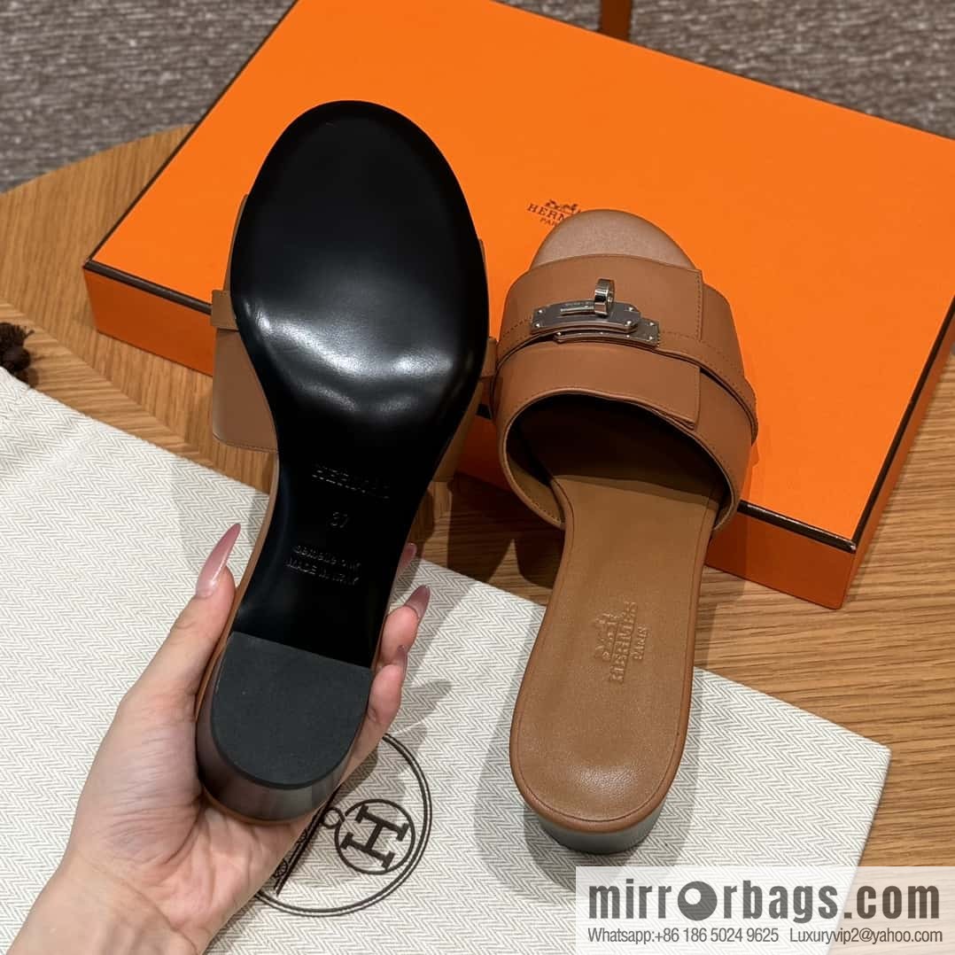 Hermes Kelly Button Slippers