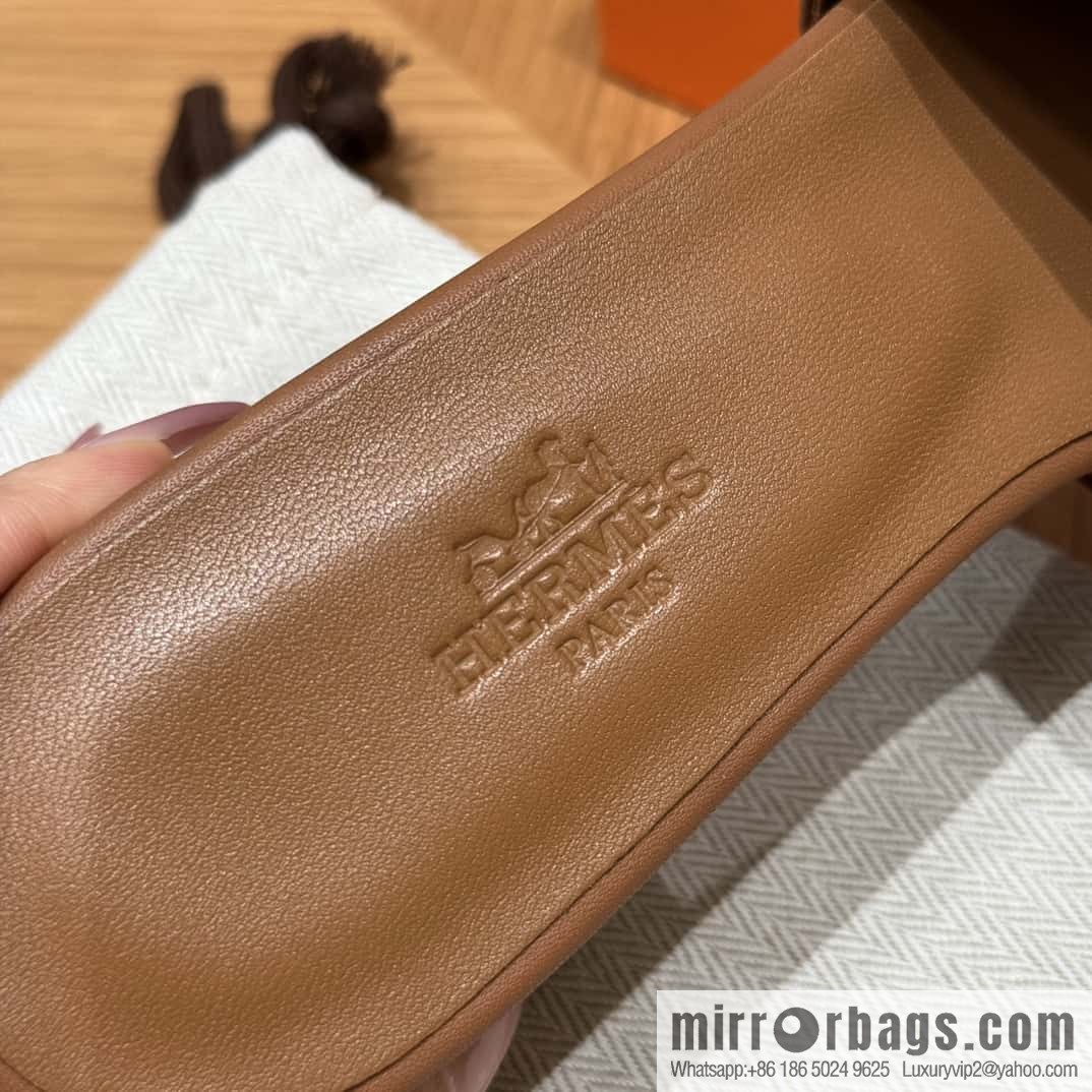 Hermes Kelly Button Slippers