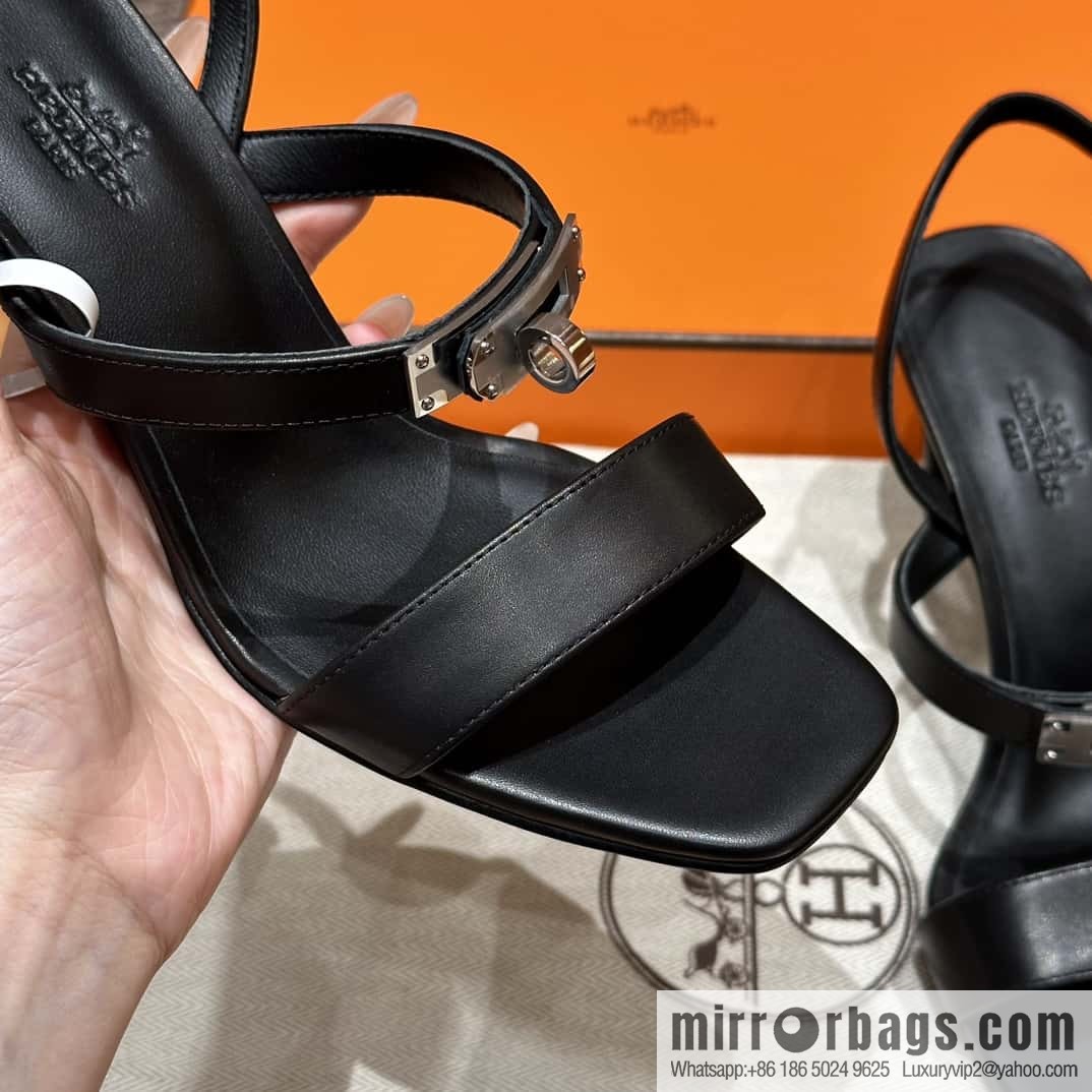 Hermès kelly buckle high-heeled sandals