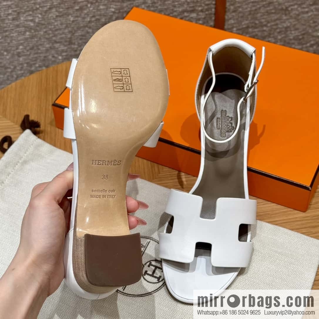Hermès 189 strap-on sandals/Encens 50 white/01Blanc