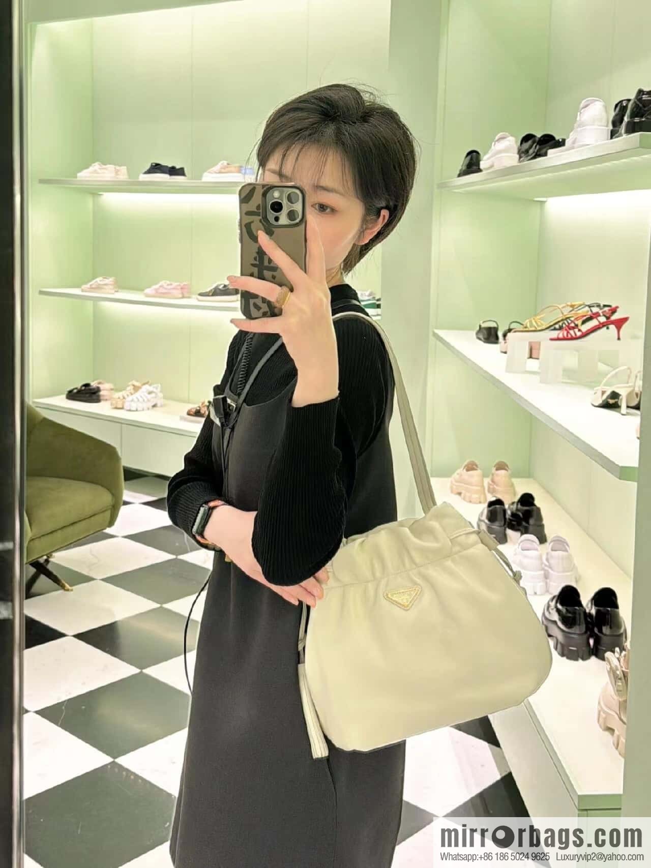 PRADA 🎉 new lucky bag 🎉 1BG541 small sheepskin 🎉🎉 white