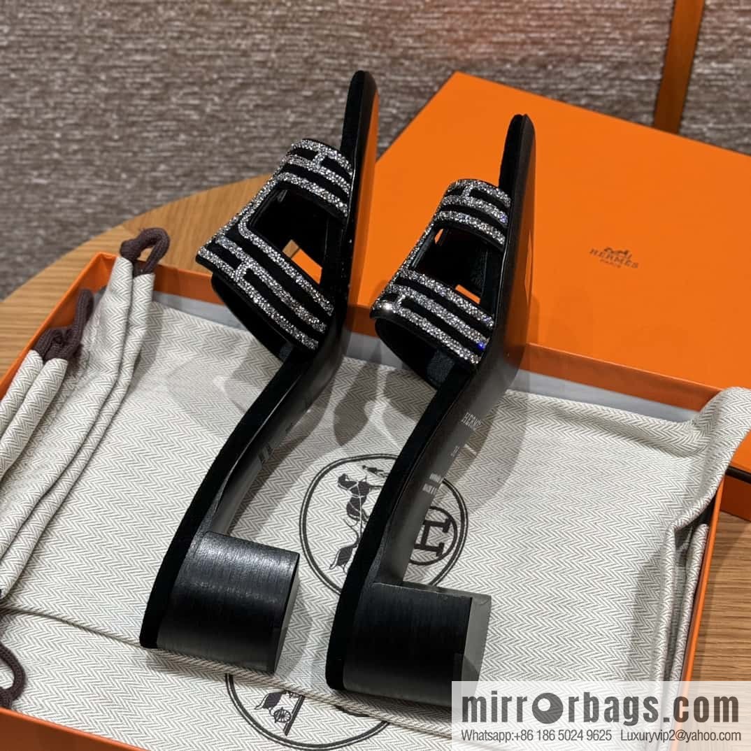 Hermès 2022 spring and summer new product H brand high-heeled diamond surface model
