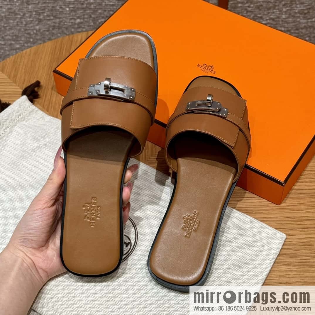 Hermès 183Kelly tow sandals Gigi50 gold brown/ck37/gold