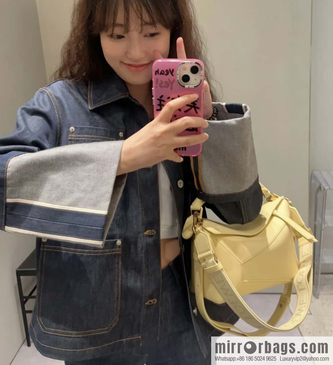 LOEWE new color latest practice puzzle geometric bag 0681 yellow